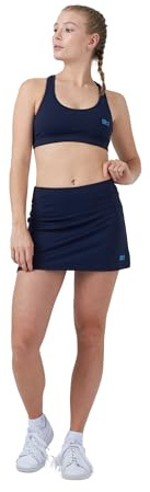 Sportkind Mädchen & Damen Tennis, Hockey, Golf Basic Skort, Rock mit Innenhose, atmungsaktiv, UV-Schutz, Navy blau, Gr. 158