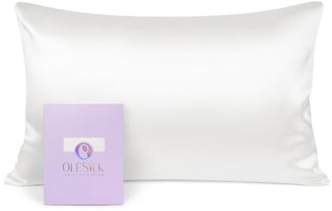 OLESILK 100% Seide Kissenbezug Kissenhülle Haar- und Hautpflege mit Verstcktem Reißverschluss 19 Momme 1 Stück Elfenbein 40×60cm