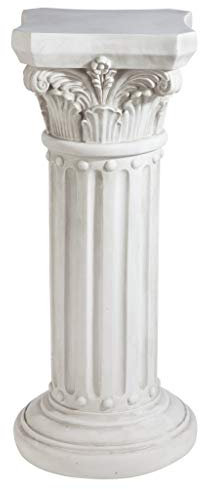 Design Toscano KY60748 Athena Corinthian Furniture Pedestal Column Plant Stand, Polyresin, Antique Stone, 85 cm,Off-white