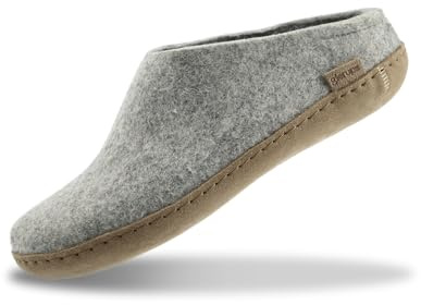 GLERUPS Slip On Hausschuhe Damen und Herren | Unisex Slipper aus Wolle mit Ledersohle