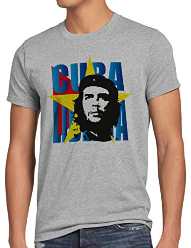 style3 Viva Cuba T-Shirt Herren Kuba Revolution Havanna, Größe:XXL, Farbe:Grau meliert