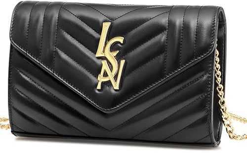 Chrysansmile Clutch-Geldbörsen für Damen, echtes Leder, Crossbody-Tasche, modisch, gesteppt, Damenhandtaschen mit Kette