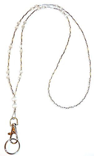 Simple White Fashion Women's Beaded Lanyard 34, Breakaway and Non Breakaway Options Available by Hidden Hollow Beads