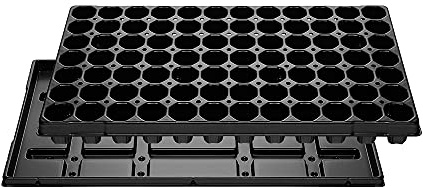 QuickPot Anzuchtplatte mit Untersetzer | 2 Sets je 84 Töpfe Made in Germany | sehr stabil, lichtbeständig, vom Profi