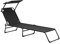 casa.pro Sonnenliege Lomeda Liegestuhl klappbar Relaxliege Strandliege bis 110 kg 187 x 53 x 27 cm Gartenliege mit Sonnenschutz Rückenlehne verstellbar Stahlgestell Schwarz