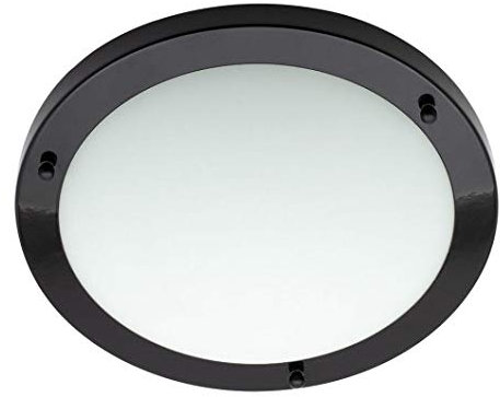 LITECRAFT Mari Ceiling Light Large Bathroom IP44 Rated Flush Integrated LED - Satin Black