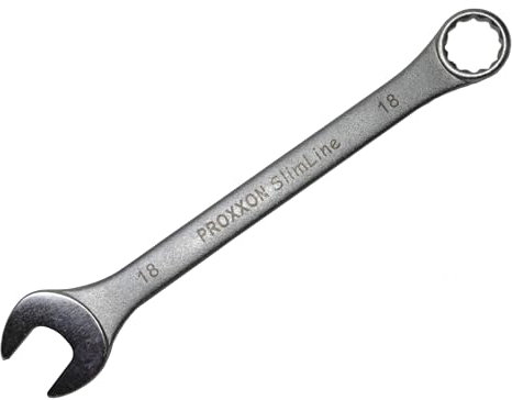Proxxon 23918 Ring-Maulschlüssel SlimLine Größe 18mm - 15° abgewinkelt auf der Ringseite - Chrom-Vanadium Stahl