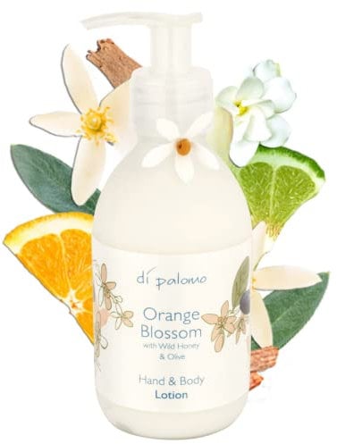 Di Palomo Orange Blossom & Honey Hand & Body Lotion -240ml. Moisturising body cream and hand cream for very dry hands packed hand and body lotion moisturiser for hands and body with nail care