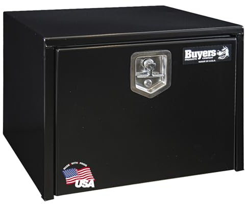 Buyers Products 1702300 Black Steel Underbody Truck Tool Box – 18 x 18 x 24 Inch - Truck Bed & Underbelly RV Storage Box, Locking T-Latch, Weather-Resistant, Heavy-Duty Flatbed Job Box, Made in USA