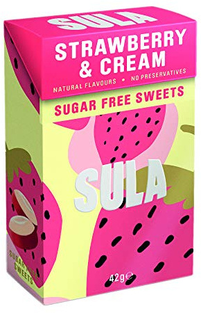 Sula Strawberry & Cream Sugar Free Boiled Sweets, 42 g (14-Pack) | Sugar Free, Diabetic-Friendly, Naturally Flavoured, Free From Artificial Ingredients