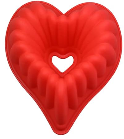 GMMH Extra große Backform in Herzform aus Silikon XXL Kuchen (Rot) Kuchenform zum Backen, 30 cm Brotbackform für Hochzeiten oder Valentinstag, Herz Gugelhupf Napfkuchen Kugelhupf