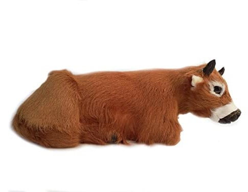 Liegender Ochse aus Echtfell zu 30 cm Krippenfiguren und Erzählfiguren