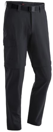Maier Sports Torid Slim Zip, Herren Wanderhose, Wasserabweisende Outdoorhose für Trekking und Hiking, Enganliegend, Zipp-off-Funktion, PFC-frei, mSTRETCH pro 4 & Dryprotec, Schwarz, 48 (W33/L32)