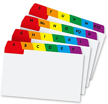Pukka Pad, Concord Guide Cards for Revision Cards – Feature A-Z Reinforced Colour-Coded Tabs to Organsie Your Clients, Addresses, Recipes, and More – 6 x 4in