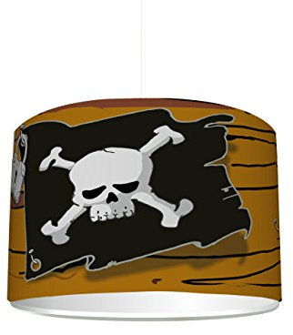 Kinderzimmer Lampenschirm Piraten Flagge KL29 | kinderleicht eine Piraten-Lampe erstellen | als Steh- oder Hängeleuchte/Deckenlampe | perfekt für Piraten-begeisterte Mädchen und Jungen | STIKKIPIX