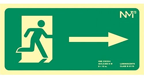 Normaluz RD11130 Señal Luminiscente Salida Derecha 32x16cm Clase B PVC 0,7mm Evacuación Homologada De , Verde