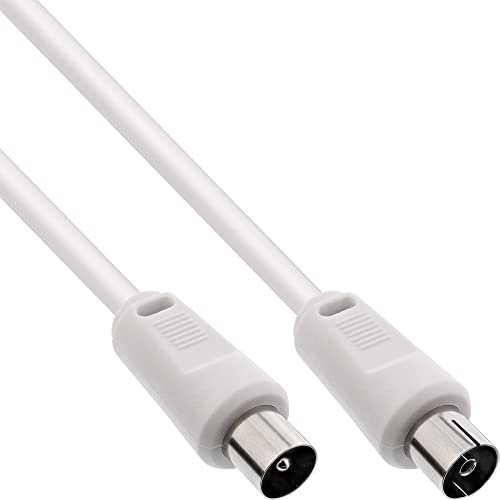 InLine 69401 Antennenkabel, 2x geschirmt, >75dB, weiß, 1m