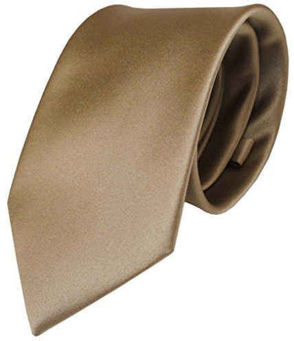 TigerTie Herren Krawatte – Klassische 8 cm Satin-Krawatte in braun goldbraun einfarbigem Design, ideal für Geschäftstermine, festliche Anlässe und die Freizeit
