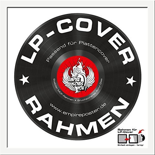 LP Schallplatten-Cover Rahmen - LP Rahmen Qualitäts-Wechselrahmen der Marke empire® Frames Profil 15mm Kunststoff weiß Acrylglas-Scheibe - Außengröße 34,5x34,5 cm