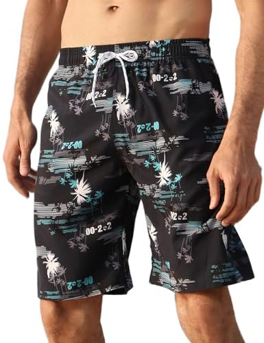 APTRO Herren Slim Fit Freizeit Shorts Casual Mode Urlaub Strand-Shorts Sommer Kokosnuss Palmen Mit Innenslip, 1526 Blau, L