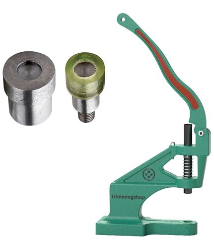 Trimming Shop 9mm Double Cap Rivets Fixing Dies Set with Universal The Green Machine Hand Press, Tubular Rivets Install Tool for DIY Leathercrafts, Handbag, Belts, Purses