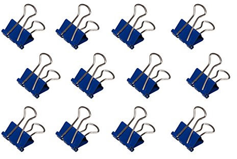 MAUL original mauly Klemmer (12 Stück) 19 mm | Befestigung mit 7 mm zum Klemmen von bis zu 70 Blatt Papier | vielseitig einsetzbar im Büro, als Küchen Gadgets und im Haushalt | Blau