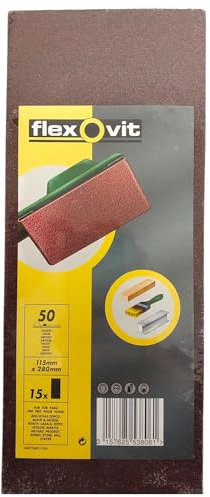 Papel de lija para lijadora orbital, grano 50, grueso, 115 mm x 280 mm, 15 unidades