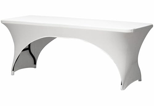 Perel Stretch-Tischhusse, Weiss, Polyester, rechteckige Tische, Fusstaschen