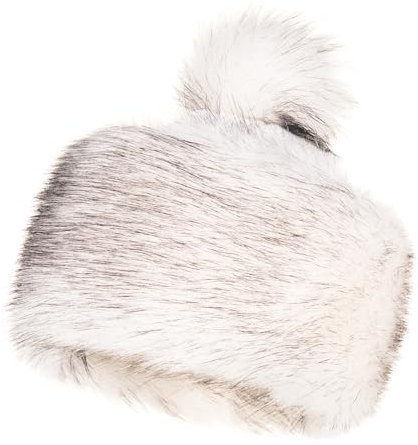 Futrzane Classic Bommel Mütze - Fellmütze Damen - Russen Wintermütze aus Pelz (One Size, Weiß mit Schwarz Classic)