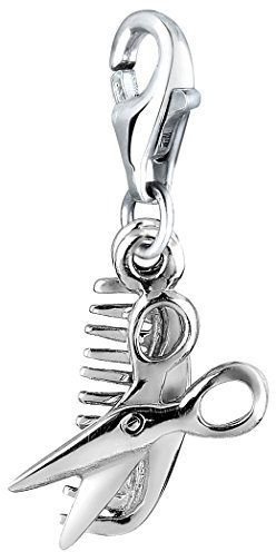 Nenalina Schere und Kamm Karabiner Charm Anhänger für Bettelarmband aus 925 Sterling Silber 713122-000
