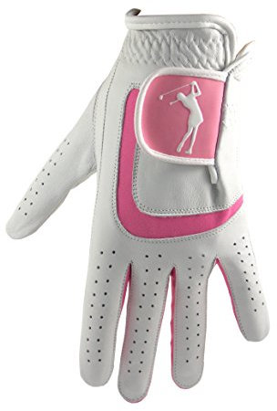 Damen Cabretta Leder Golf Handschuh mit rosa Lycra, rose