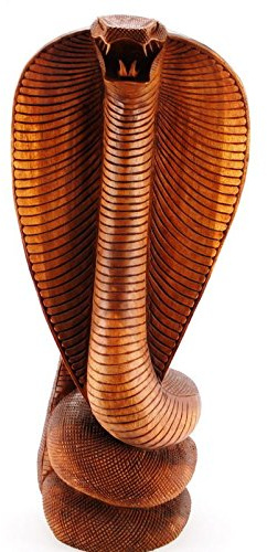 100cm Kobra Schlange Riesen Snake Cobra Phyton Schlangen Holz Unikat Buddha