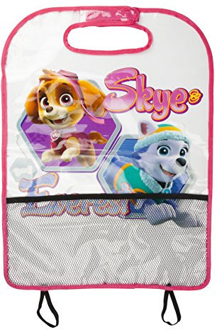 Paw Patrol Protector de Asiento Niña de PVC con Rejilla. Cuida y Protege el Asiento Delantero Original del Coche de Manchas y derrames.