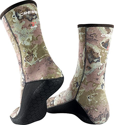 Cressi Calzari Tracina-Calze in Neoprene per Pesca Subacquea, 3 mm, Colore: Mimetico, Taglia L Uomo