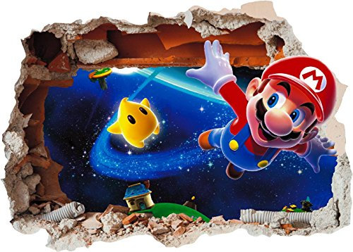 Super Mario Brothers Hole in Wall 4 – bedruckter Vinyl-Aufkleber für Kinderzimmer, Supergröße 1200 x 855 mm