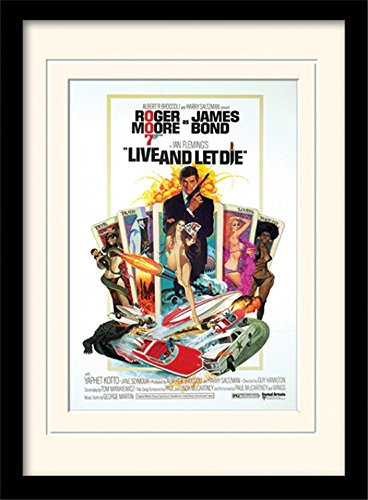 1art1 James Bond 007 Poster Live & Let Die One-Sheet Gerahmtes Bild Mit Edlem Passepartout | Wand-Bilder | Im Bilderrahmen 40x30 cm