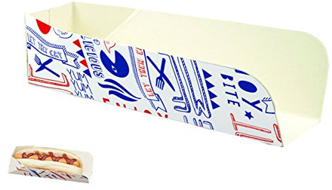 25 Disposable Hot Dog Trays/Boxes - Medium (Fast Food/Takeaway Packaging) BRITISH FOOD SHOP (BFSHD25)