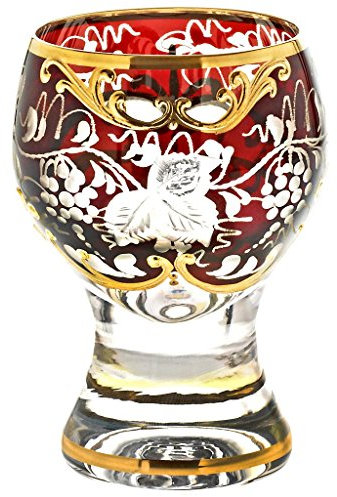 Likörglas Schnapsglas Likörkelch Golden Grape 60 ml aufwendig Handbemalt Hochwertiges Glas