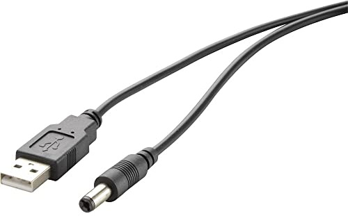 Renkforce USB-Stromkabel USB 2.0 USB-A Stecker, DC Stecker 3,5mm 1.00m Schwarz vergoldete Steckkonta
