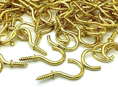 10 x Deluxe cup hooks 25mm (1 inch) electro brass plated.