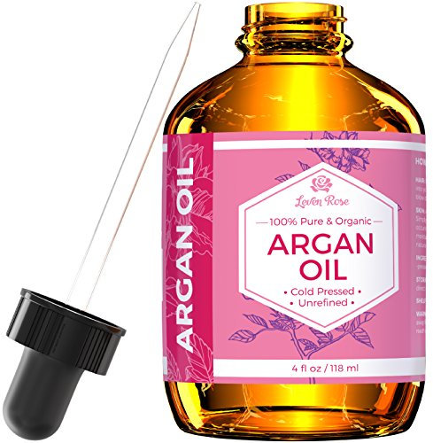 Leven Rose Virgin Argan Oil - Cold Pressed, 100% Organic for Hair, Skin, Face & Nails - Best Moroccan Anti-aging, Anti-wrinkle, Soaks in Quickly - Prevents Frizz & Increases Natural Hair Shine & Silkiness - Helps with Eczema, Acne, Dry Patches - Great As Natural Beard Oil and Conditioner - Moisturizer for Dry Skin & Cuticles - 100% Pure Oil