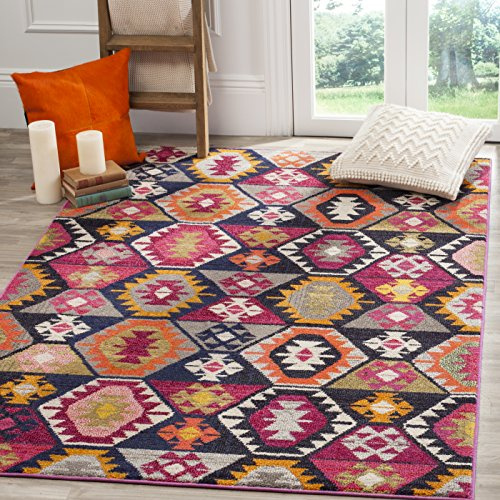 SAFAVIEH Monaco Collection Area Rug - 5'1 x 7'7, Multi, Boho Tribal Design, Non-Shedding & Easy Care, Ideal for High Traffic Areas in Living Room, Bedroom (MNC218F)