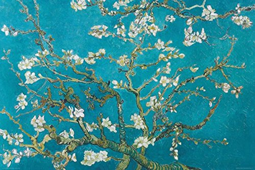 Artland Poster + ein Ü-Poster Vincent Van Gogh Mandelblüten San Ramy Botanik Blumen Blüte Malerei Blau 61 x 91,5 x 0,1 cm