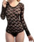 Toocool - Body Pizzo Trasparente Girocollo Perizoma Top Sottogiacca Donna Intimo XLM2646 [L/XL,Nero]