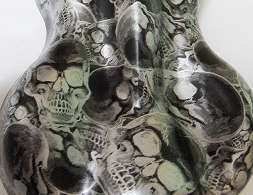 MST-DESIGN Wassertransferdruck Folie I Starter Set Groß I WTD Folie + Dippdivator/Aktivator + Zubehör I 4 Meter mit 50 cm Breite I Totenköpfe Skulls Silber I CA-R-019-01