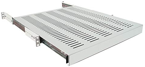 LogiLink SF1S15G - Ausziehbarer Fachboden (1 HE) für Stand-, Serverschränke mit 1200mm Tiefe, 35kg Tragkraft, Grau