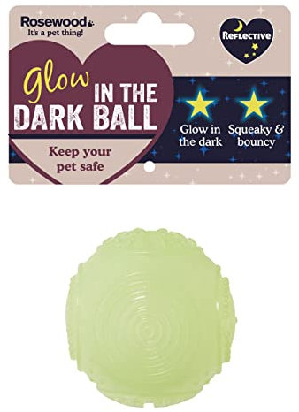 Rosewood Palla per Cani Che Si Illumina al Buio, Giocattolo Riflettente per Cani con sonaglio interattivo, Palla rimbalzante per Giochi di Recupero, Ideale per recuperare e Giocare di Notte