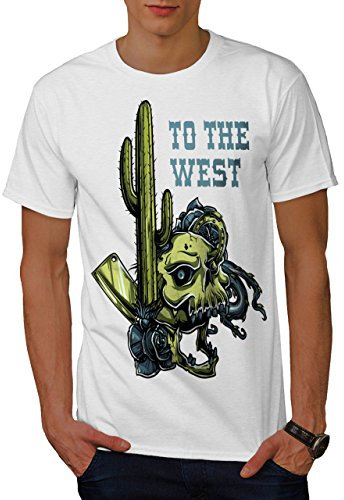 Wellcoda Zu Das West Kopf Schädel Männer T-Shirt, Schädel Grafikdesign gedruckt Tee