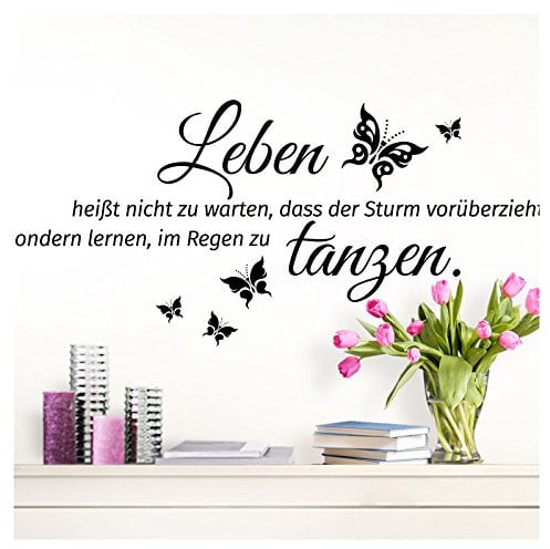 Wandaro Wandtattoo Sprüche Leben tanzen I schwarz (BxH) 70 x 32 cm I Wandaufkleber Wandsprüche für Wohnzimmer Schlafzimmer Flur Diele Wandsticker Sticker W3305