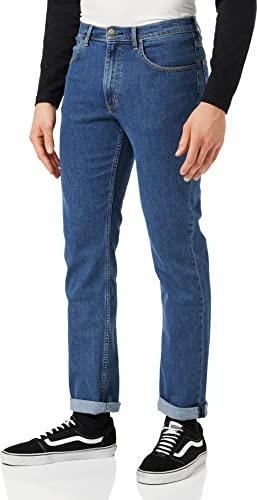 Lee Men's BROOKLYN STRAIGHT Jeans, MID STONEWASH BLUE, 32W / 34L